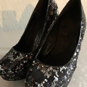 Black sequin heels